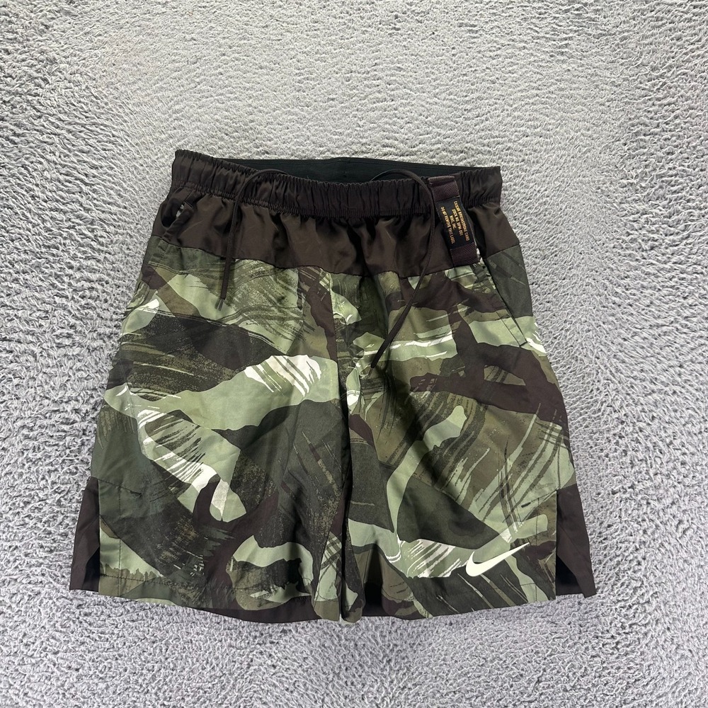 Nike Dri-Fit Shorts Mens M Green Camo Polyester Athletic Training Running Sports